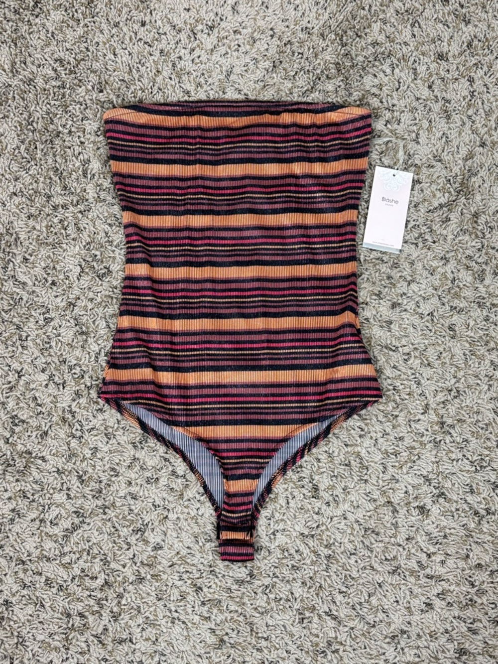 Blashe Bodysuit Womens Small Multicolored Striped Strapless One-Piece Layering